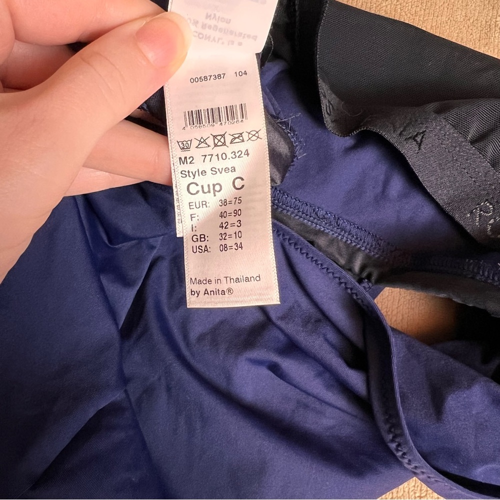 ANITA NWOT 'Svea' Square Neck Navy Blue Striped One Piece Swimsuit - Size 34C - Picture 10 of 15
